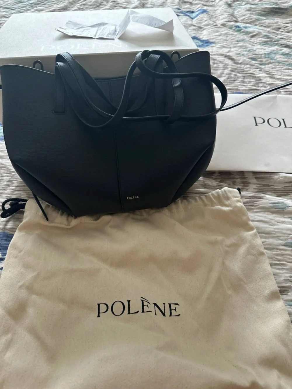 Black Leather Tote Bag - Classic Everyday Shoulder Bag